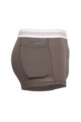 luxury mens underwear with pocket grey modal briefs white 3 red stripe soft waistband side view