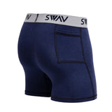 luxury mens underwear with pocket navy tech boxer brief keeps cool swav soft waistband side view