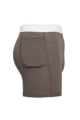 mens luxury underwear with pocket grey boxer briefs solid white soft waistband side view